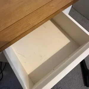 Beige Wood Bedside Table with Natural Top - Image 5