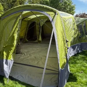 Vango 600 XL Airbeam tent with gazebo, kitchen set, chairs and table
