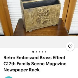 Vintage Brass Embossed Magazine Rack - Image 2