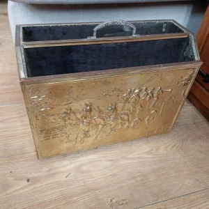 Vintage Brass Embossed Magazine Rack - Image 3