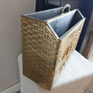 Vintage Brass Embossed Magazine Rack - Image 4