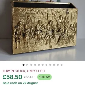 Vintage Brass Embossed Magazine Rack - Image 7