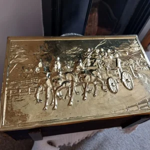 Vintage Brass Embossed Magazine Rack - Image 8