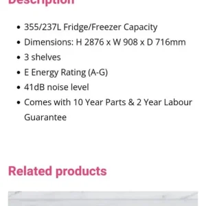 Whirlpool American fridge freezer WQ91 FO2BXG 2023 with ice/water/wifi - Image 7