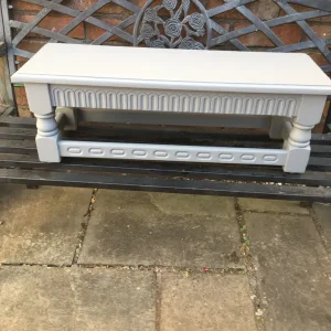 Wooden stool with turned legs and mouldings - Image 3