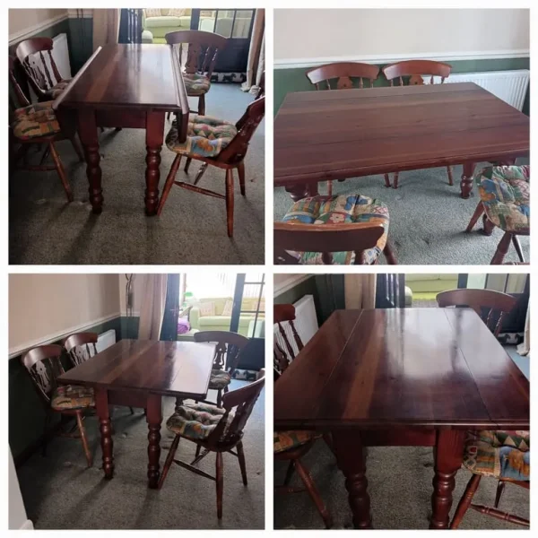 Solid Wood Dining Table and Chairs – Brown