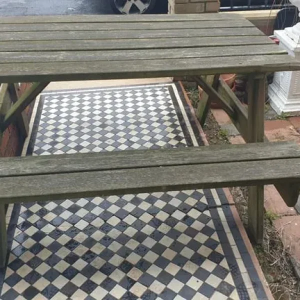 Solid garden bench table
