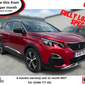 2018 Peugeot 3008 2.0 BlueHDi GT Line 5dr Hatchback Diesel Manual