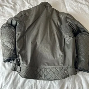 Olive Green Waxed Cotton Motorcycle Jacket Size XL - Image 3