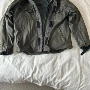 Olive Green Waxed Cotton Motorcycle Jacket Size XL