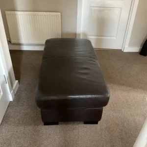 Large Black Leather Footstool - Image 4