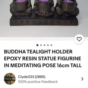 Tealight Holder With Three Meditating Buddhas - Image 2