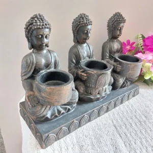 Tealight Holder With Three Meditating Buddhas - Image 5