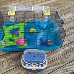 Hamster Sky Cage with Sawdust and Carry Case