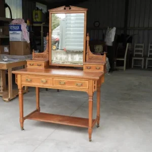Victorian ash mirrored dressing table - Image 3
