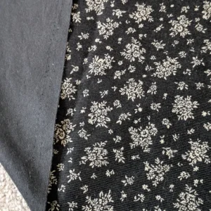 Black floral velvet fabric - Image 4