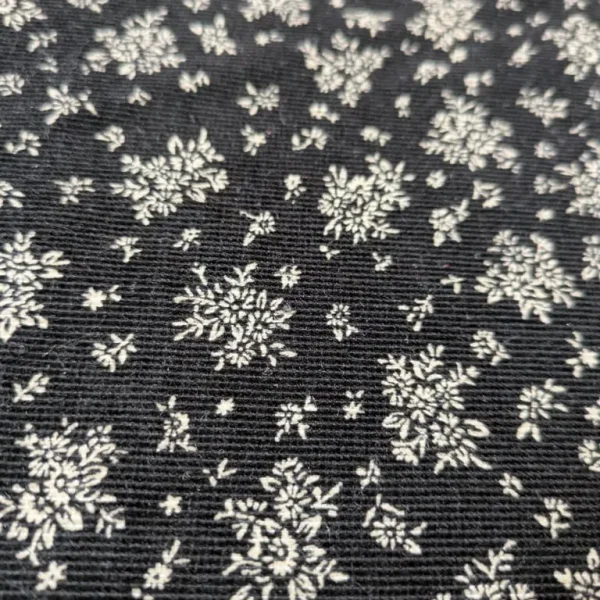 Black floral velvet fabric