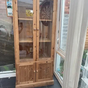 Solid pine unit with glass doors