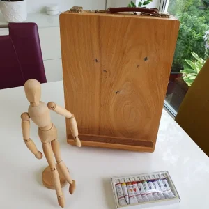REEVES ARTIST TABLE EASEL WITH WATERCOLOUR PAINTS AND DRAWING MANNEQUIN - Image 2