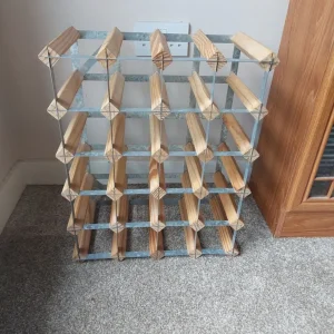Large Wood And Steel Wine Rack - Image 2