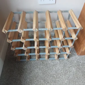 Large Wood And Steel Wine Rack - Image 4