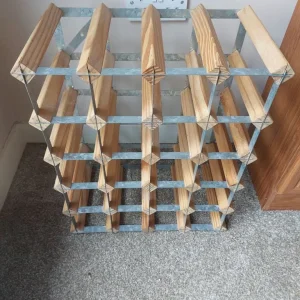 Large Wood And Steel Wine Rack - Image 5