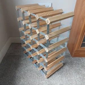 Large Wood And Steel Wine Rack - Image 6