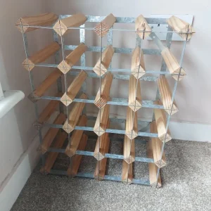 Large Wood And Steel Wine Rack - Image 8