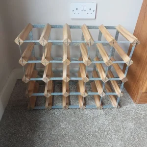 Large Wood And Steel Wine Rack