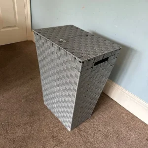 Grey Plastic Nylon Laundry Basket 24x18x13 inches