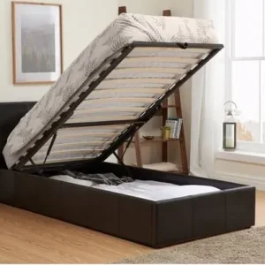 Single Leather Ottoman Bed with Mattress