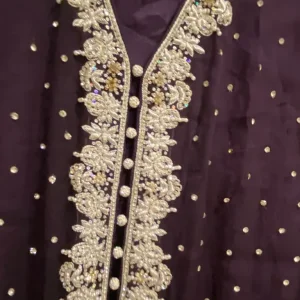 Ladies purple diamond lace jacket - Image 2