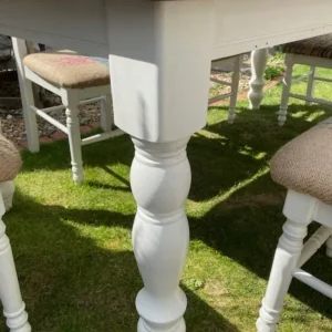 Vintage chunky wood dining table and 6 chairs - Image 3
