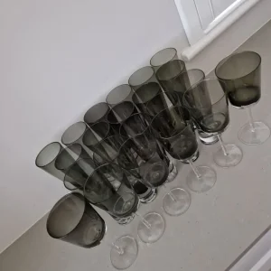 Smokey Grey Wine and Drinks Glasses – 19 Pieces, Excellent Condition - Image 2