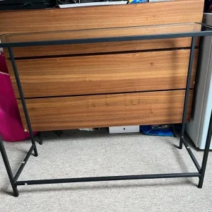 Black Tempered Glass Console Table - Image 2
