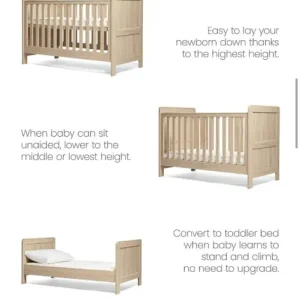 Mamas and Papas cot bed, mattress and bedding