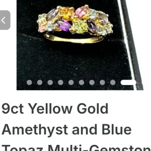9ct yellow gold amethyst and blue topaz ring - Image 2