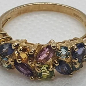 9ct yellow gold amethyst and blue topaz ring - Image 4