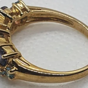 9ct yellow gold amethyst and blue topaz ring - Image 5