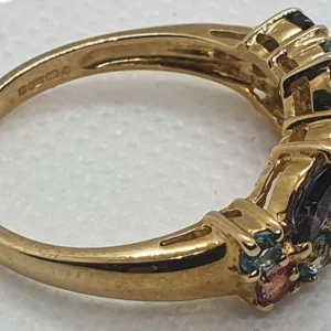 9ct yellow gold amethyst and blue topaz ring - Image 8