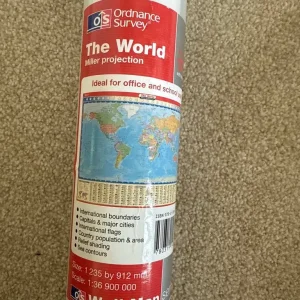 World wall map poster, excellent condition