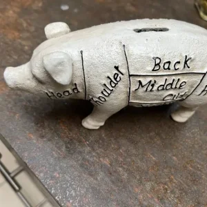 Antique Limerick Hams Ireland 1949 Cast Iron Pig Money Box