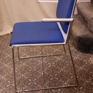 Chrome Blue and White Chairs - Image 2