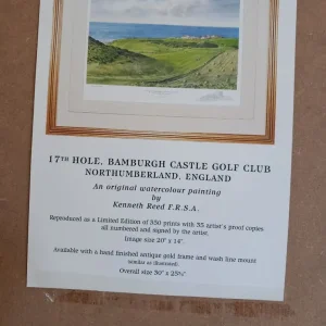Bamburgh castle golf club 17th hole watercolour - Image 2