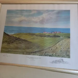 Bamburgh castle golf club 17th hole watercolour - Image 3
