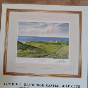 Bamburgh castle golf club 17th hole watercolour