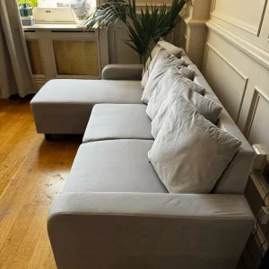 Corner Sofa with Chaise – Grey Velvet, 3-Seater - Image 4