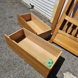 wooden single bed frame with 2 drawers - Image 2