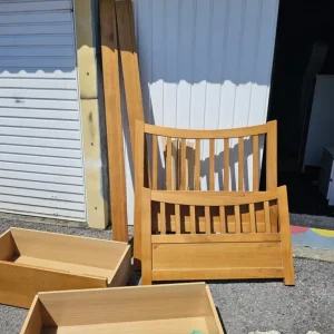 wooden single bed frame with 2 drawers