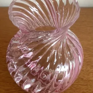 Caithness Scottish Glass Flamenco Pink Swirl Vase